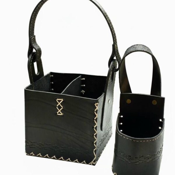 Kit matera de cuero más matera auto color negro