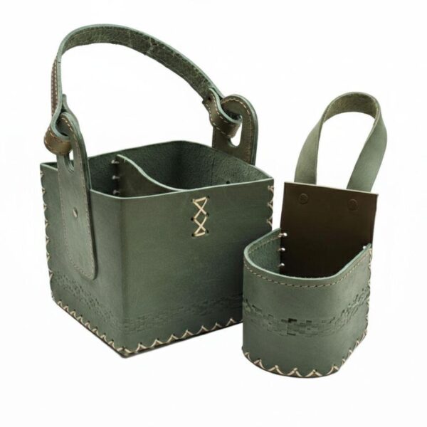 Kit matera de cuero con matera auto  Color verde