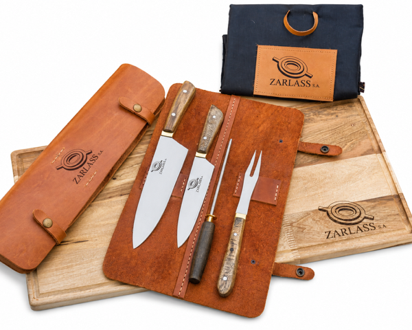 ESTUCHE ASADOR 4 PIEZAS ZARLASS CON TABLA Y BOLSA PACAGING